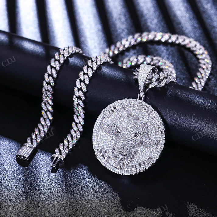 Iced Out Moissanite Bull Head Pendant hip hop jewelry CustomDiamJewel