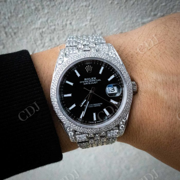 Full White Fully Iced Out Moissanite Rolex Watch Wholesaler customdiamjewel