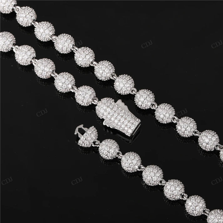 10K Yellow Gold 8mm Iced Out Diamond Ball Chain hip hop jewelry CustomDiamJewel