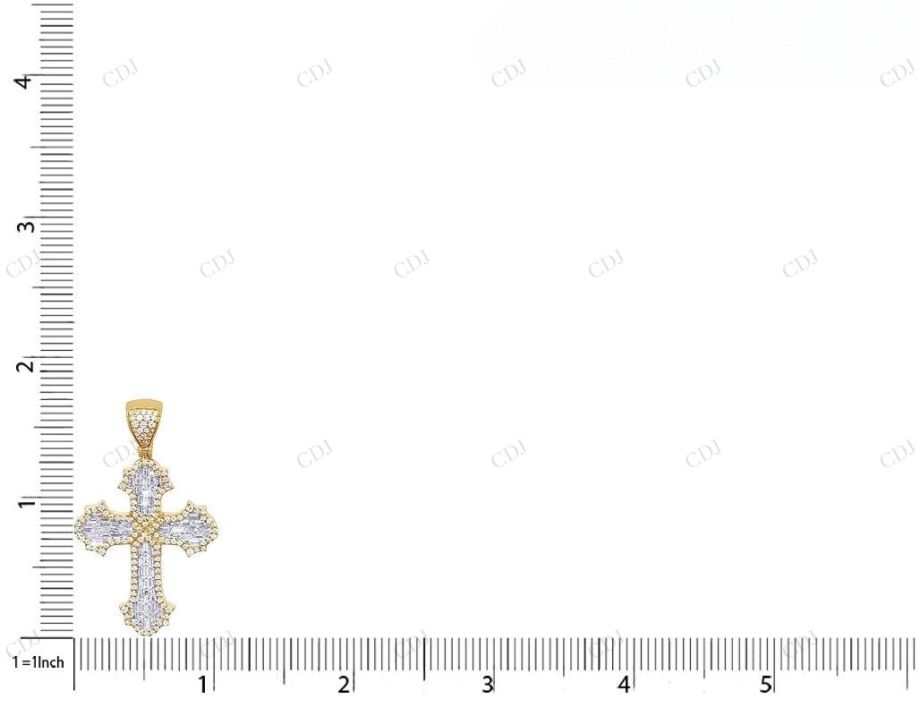 Lab Grown Diamond 14K Yellow Gold Designer Cross Pendant Hip Hop Pendent CustomDiamJewel