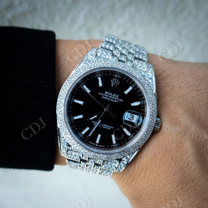 Full White Fully Iced Out Moissanite Rolex Watch Wholesaler customdiamjewel