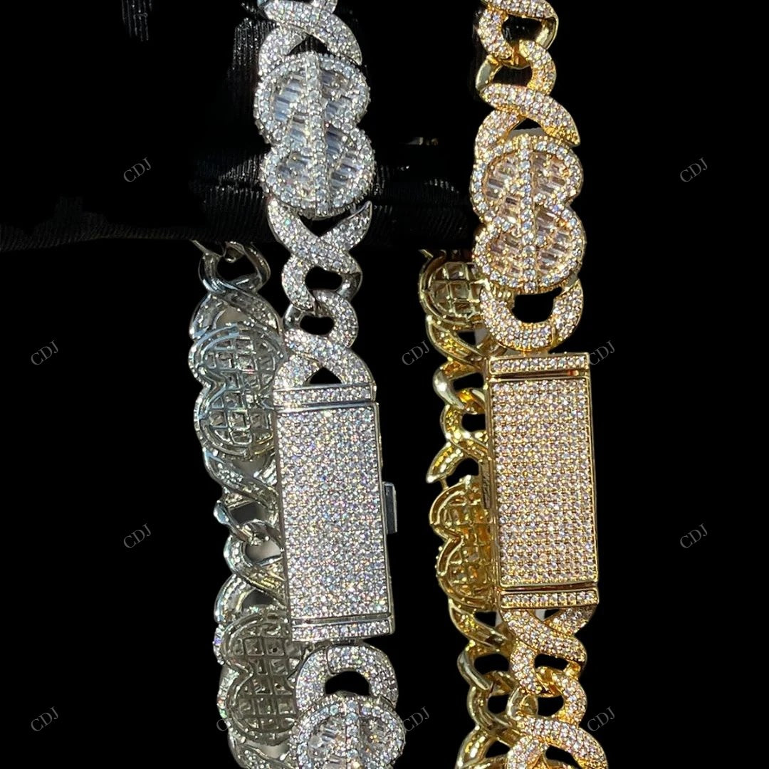 VVS Moissanite Doller Cuban Link Chain For Unisex CustomDiamJewel