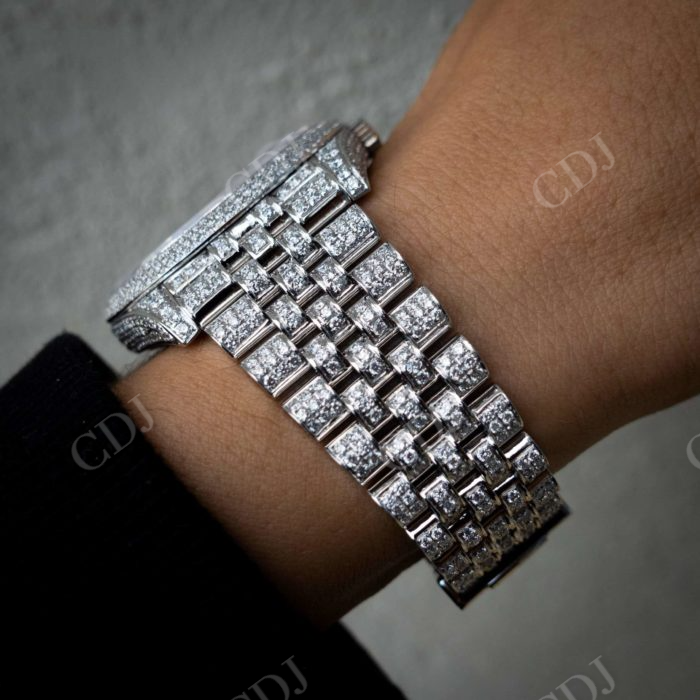 Full White Fully Iced Out Moissanite Rolex Watch Wholesaler customdiamjewel