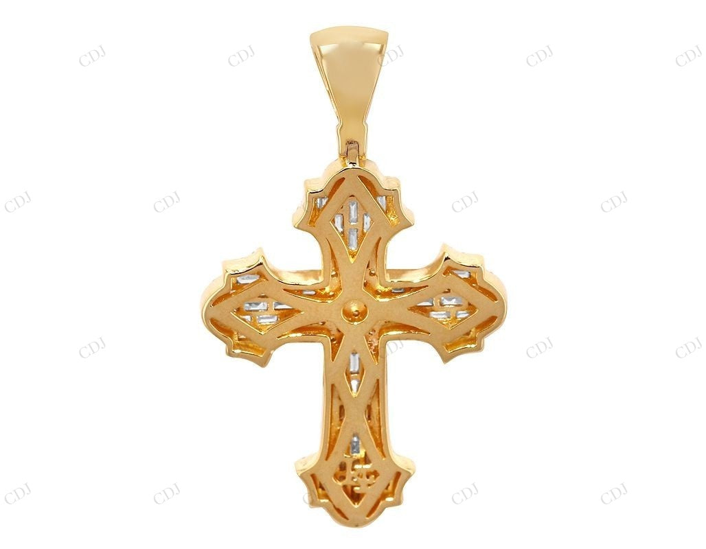 Lab Grown Diamond 14K Yellow Gold Designer Cross Pendant Hip Hop Pendent CustomDiamJewel