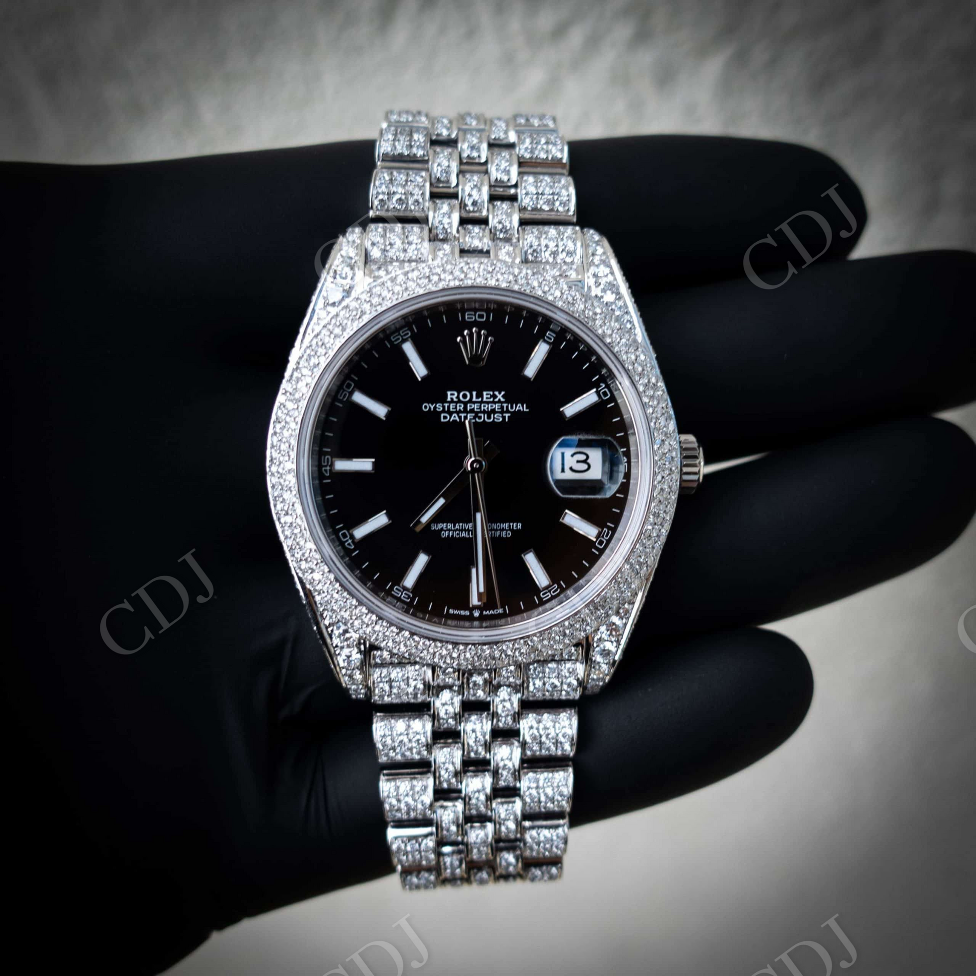 Full White Fully Iced Out Moissanite Rolex Watch Wholesaler customdiamjewel
