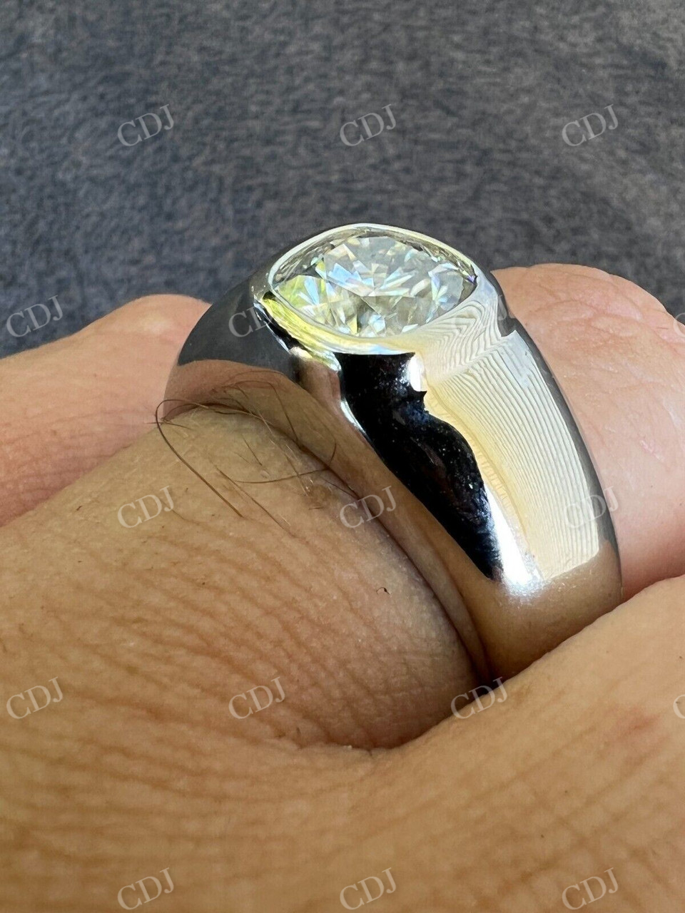 Big Moissanite Solitaire Men's Engagement Ring  customdiamjewel   