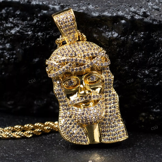 Hip Hop Gold Plated Moissanite Jesus Pendant hip hop jewelry CustomDiamJewel