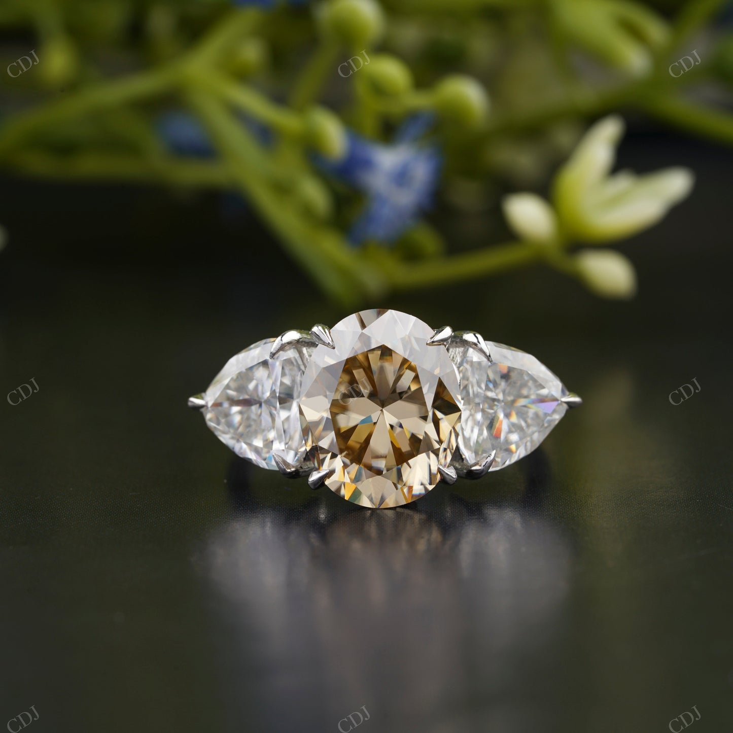 Round Cut Champagne Statement Ring customdiamjewel