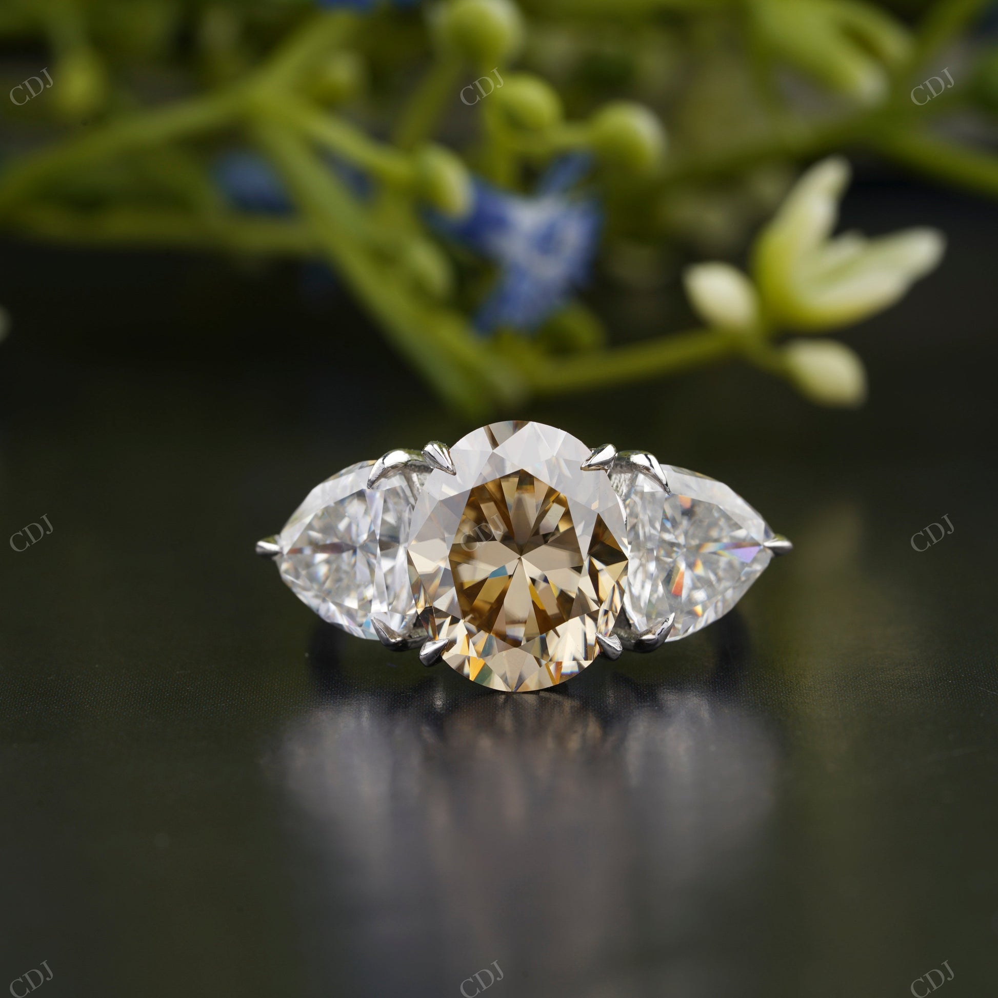 Round Cut Champagne Statement Ring customdiamjewel