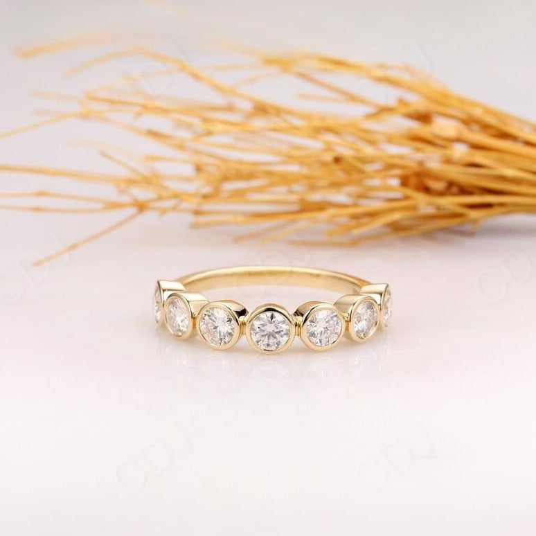 2.03CTW Bezel Set Round Cut Earth mine Diamond Wedding Band  customdiamjewel 10KT Yellow Gold VVS-EF