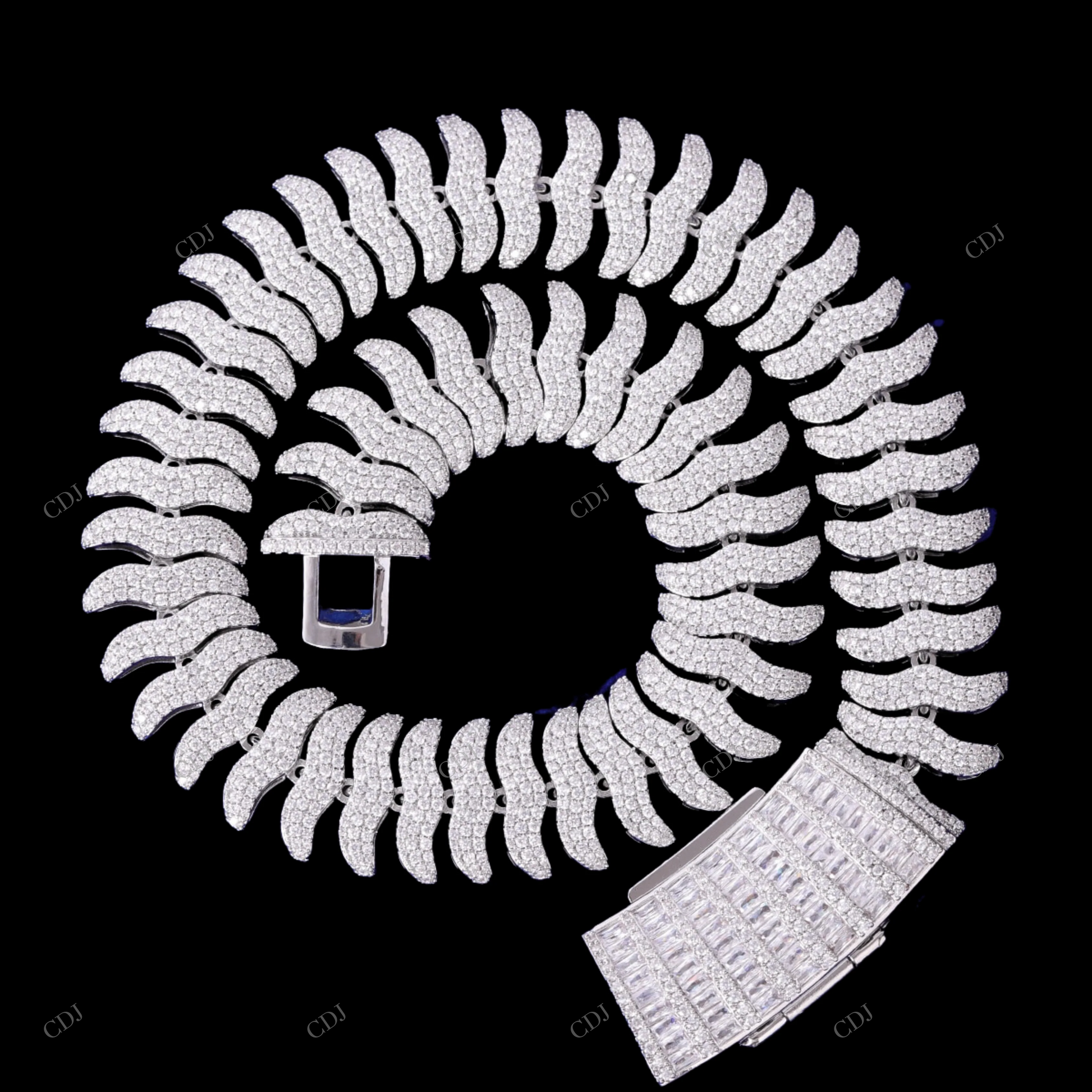 925 Silver Moissanite White Gold Chain For Gift CustomDiamJewel