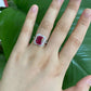 Colored Emerald Cut Halo Moissanite Ring