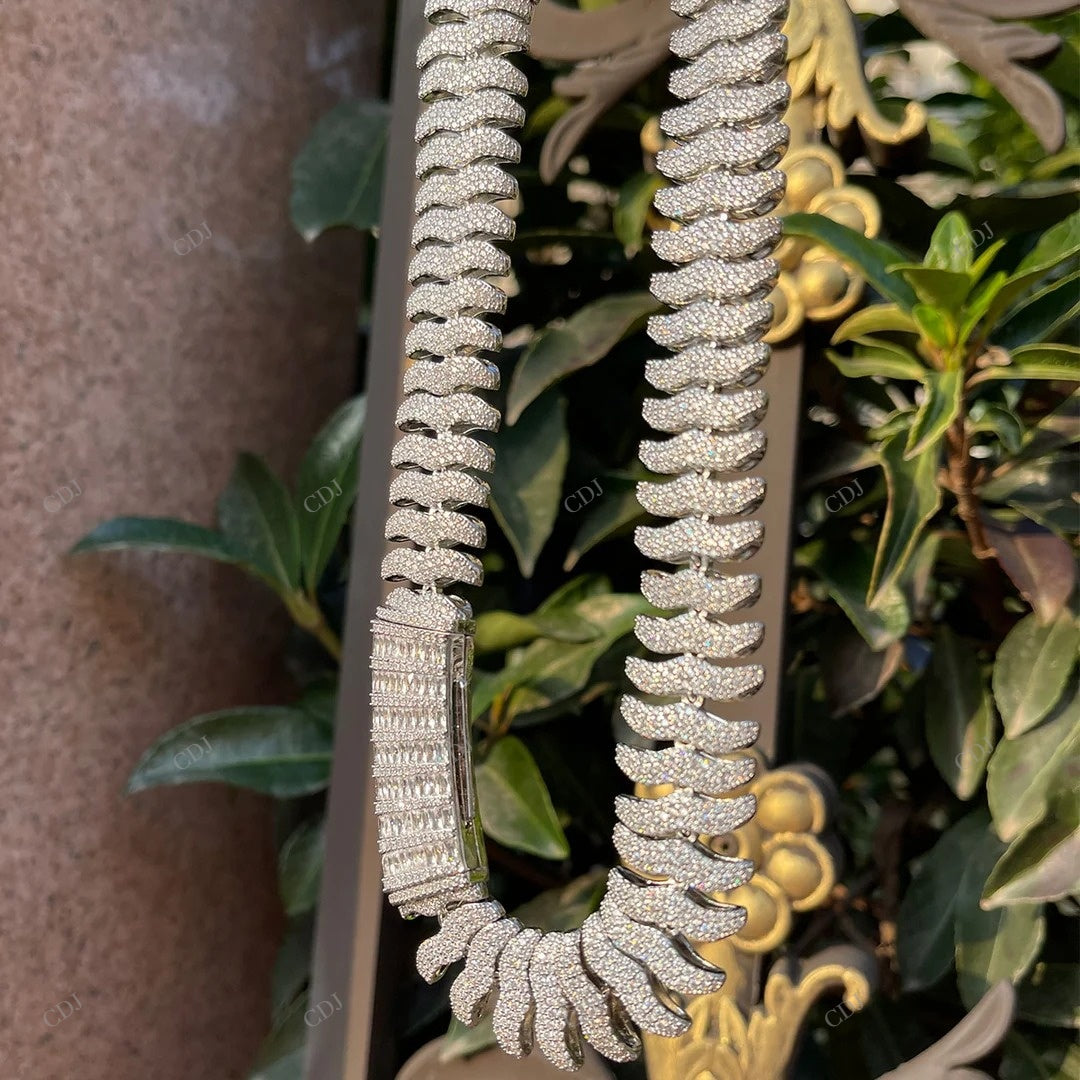 925 Silver Moissanite White Gold Chain For Gift CustomDiamJewel