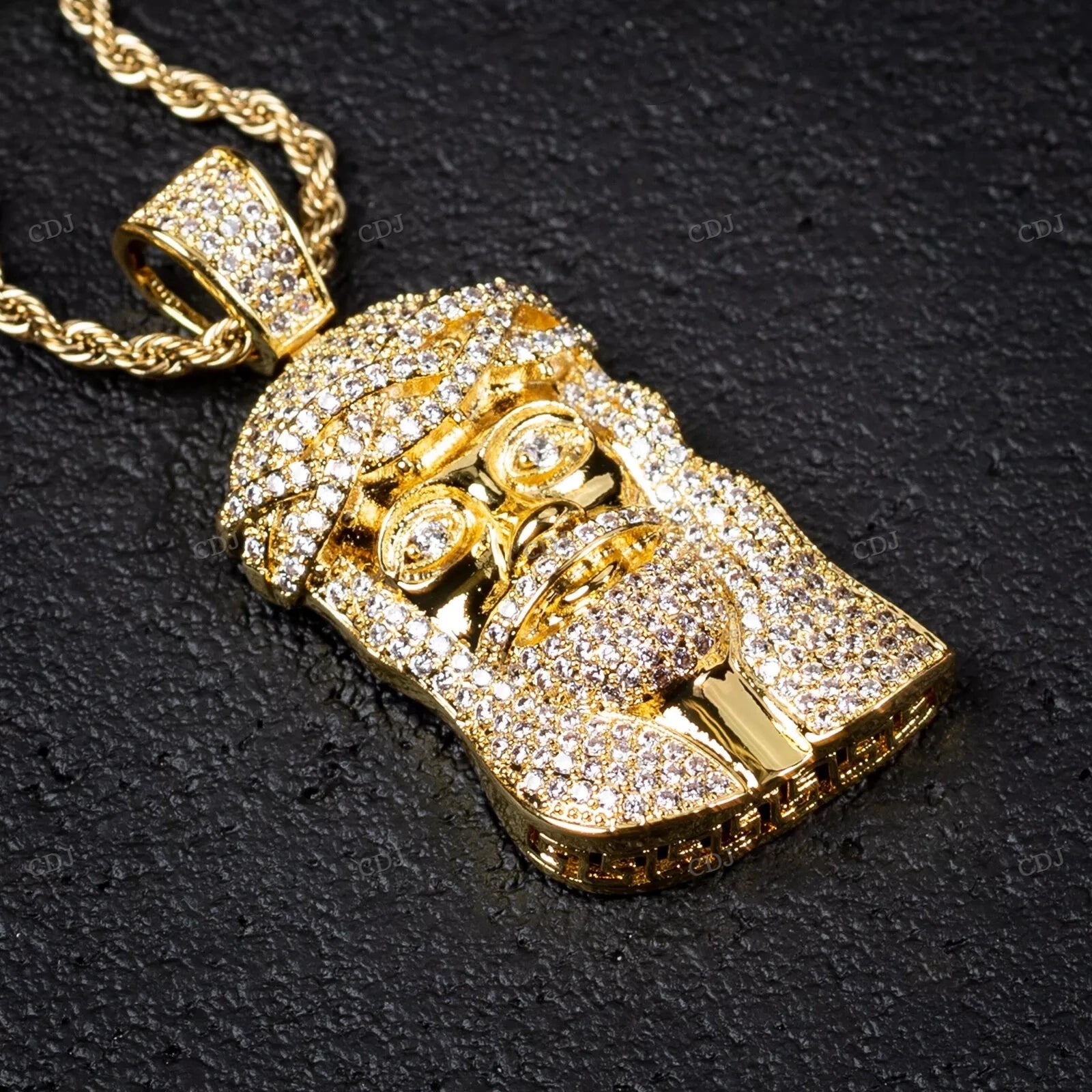 Hip Hop Gold Plated Moissanite Jesus Pendant hip hop jewelry CustomDiamJewel