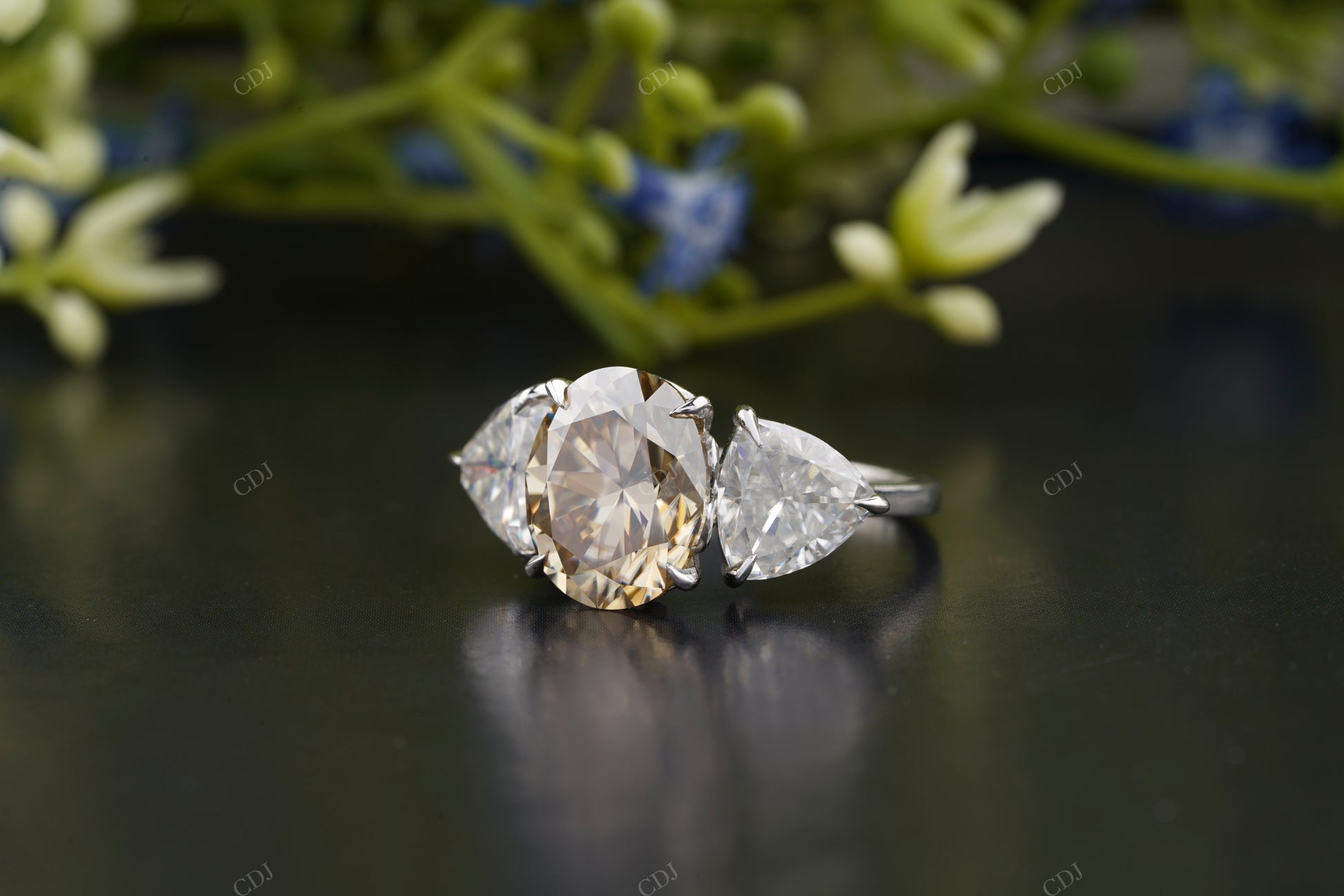 Round Cut Champagne Statement Ring customdiamjewel