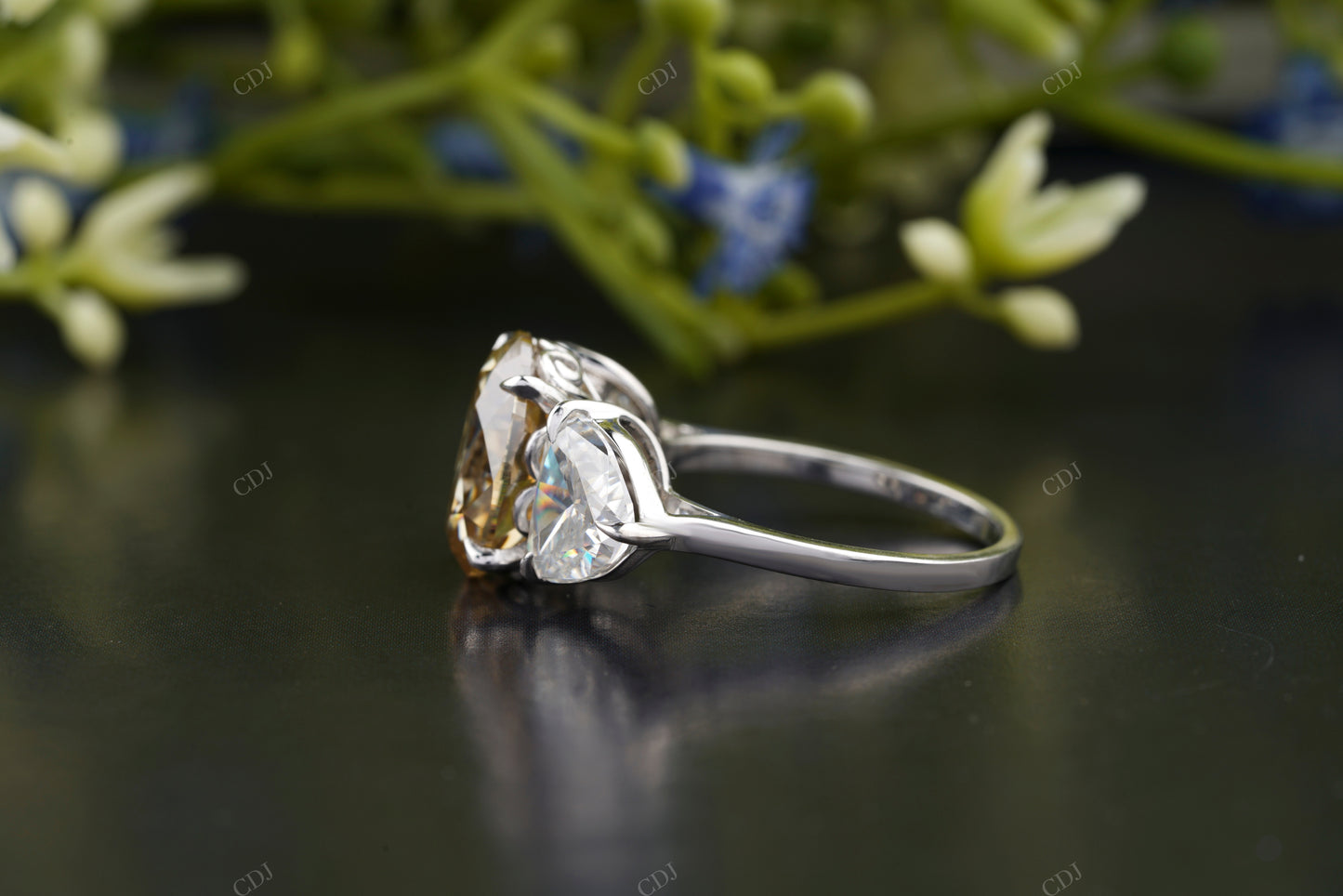 Round Cut Champagne Statement Ring customdiamjewel