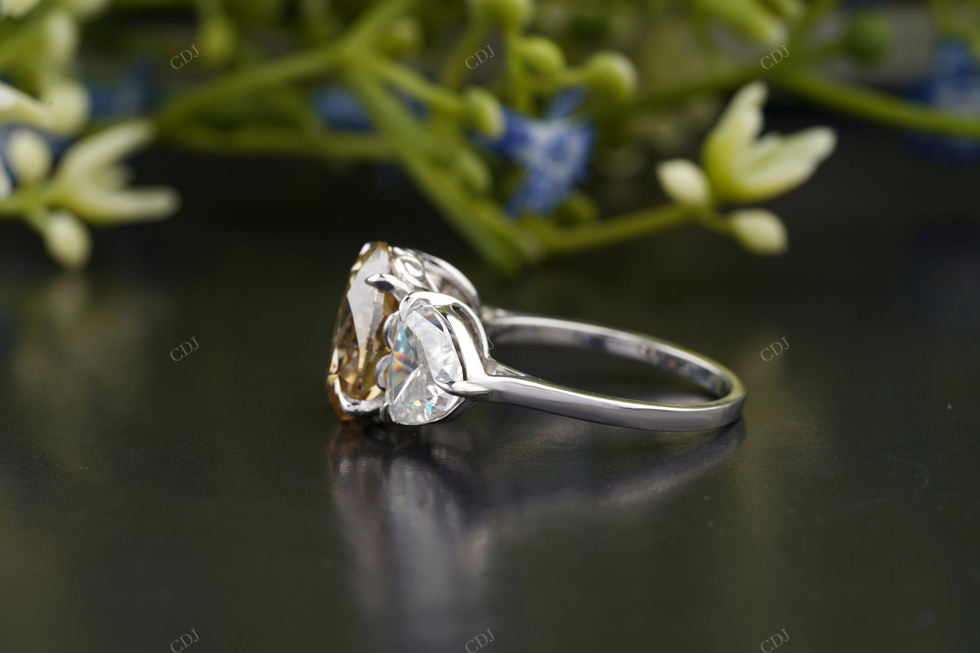Round Cut Champagne Statement Ring customdiamjewel