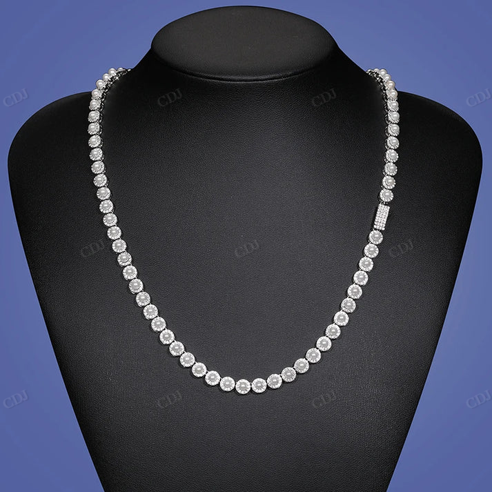 6mm S925 Moissanite Pearl Round Tennis Chain hip hop jewelry CustomDiamJewel