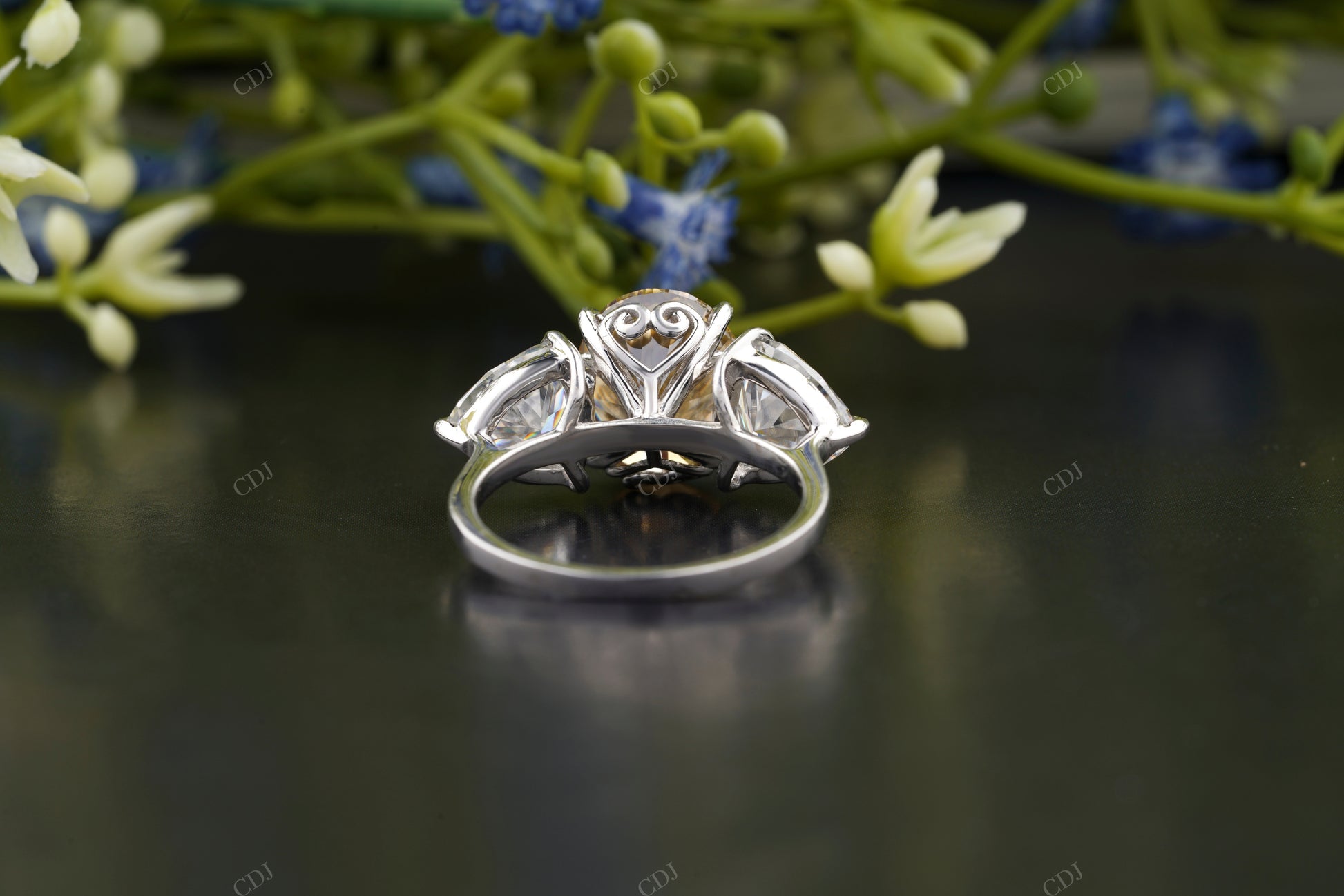 Round Cut Champagne Statement Ring customdiamjewel
