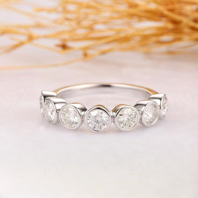 2.03CTW Bezel Set Round Cut Earth mine Diamond Wedding Band  customdiamjewel 10KT White Gold VVS-EF