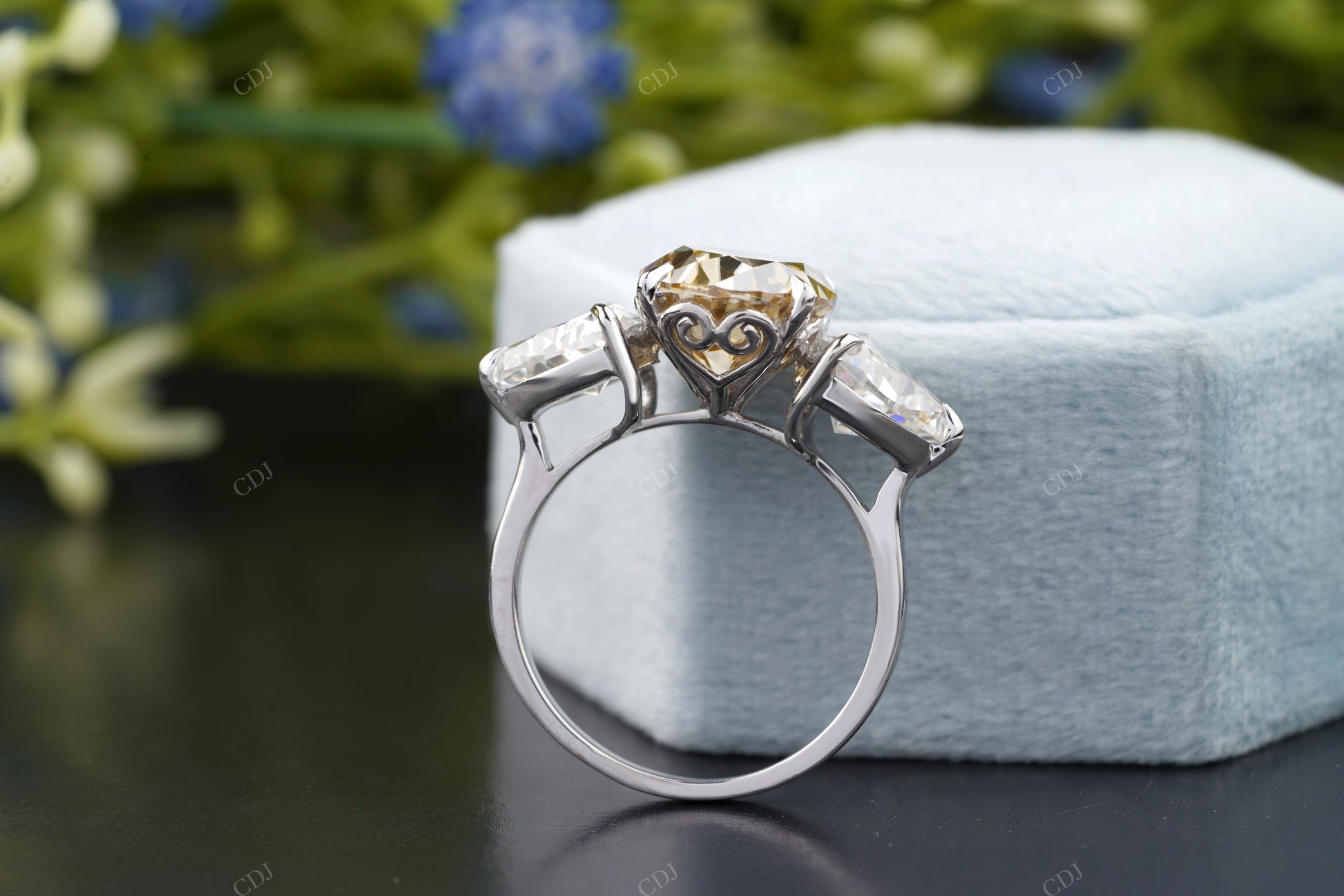 Round Cut Champagne Statement Ring customdiamjewel