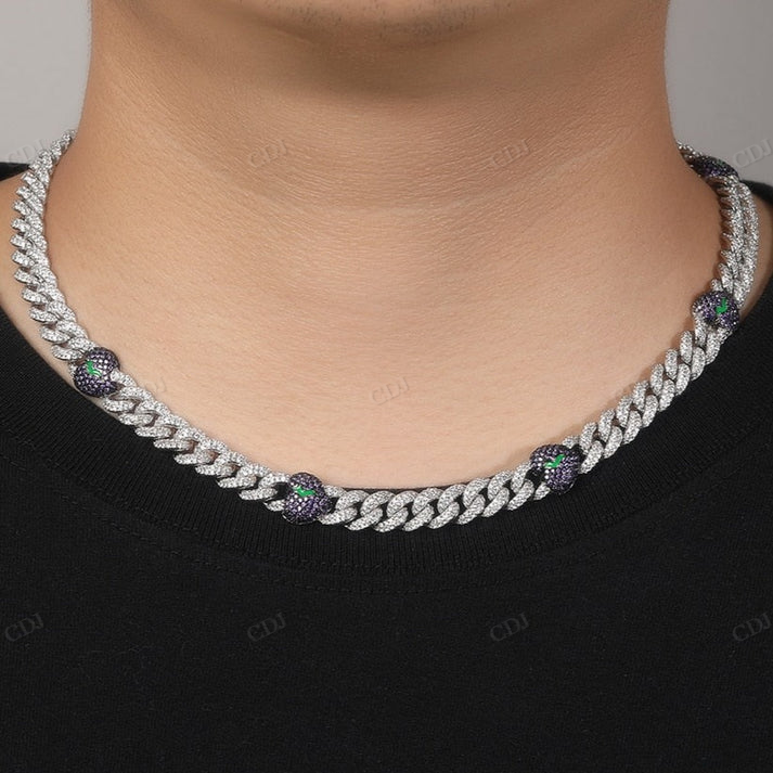 9mm Purple Broken Heart Diamond Cuban Chain hip hop jewelry CustomDiamJewel