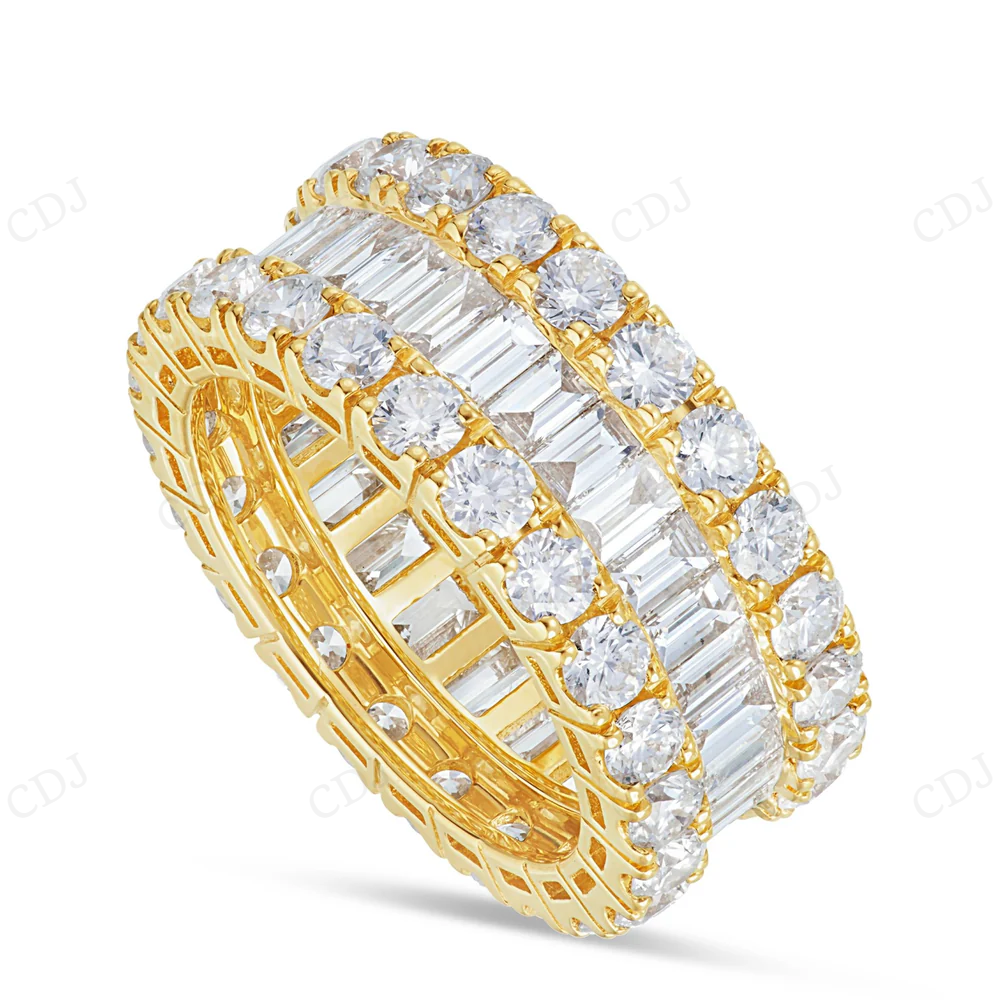 14Kt Gold Three Row Baguette and Round Wedding Band hip hop jewelry CustomDiamJewel