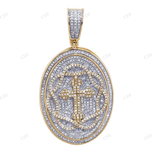 1.7 Inch 14K Gold Lab Grown Diamond Cross Medallion Pendant Hip Hop Pendent CustomDiamJewel