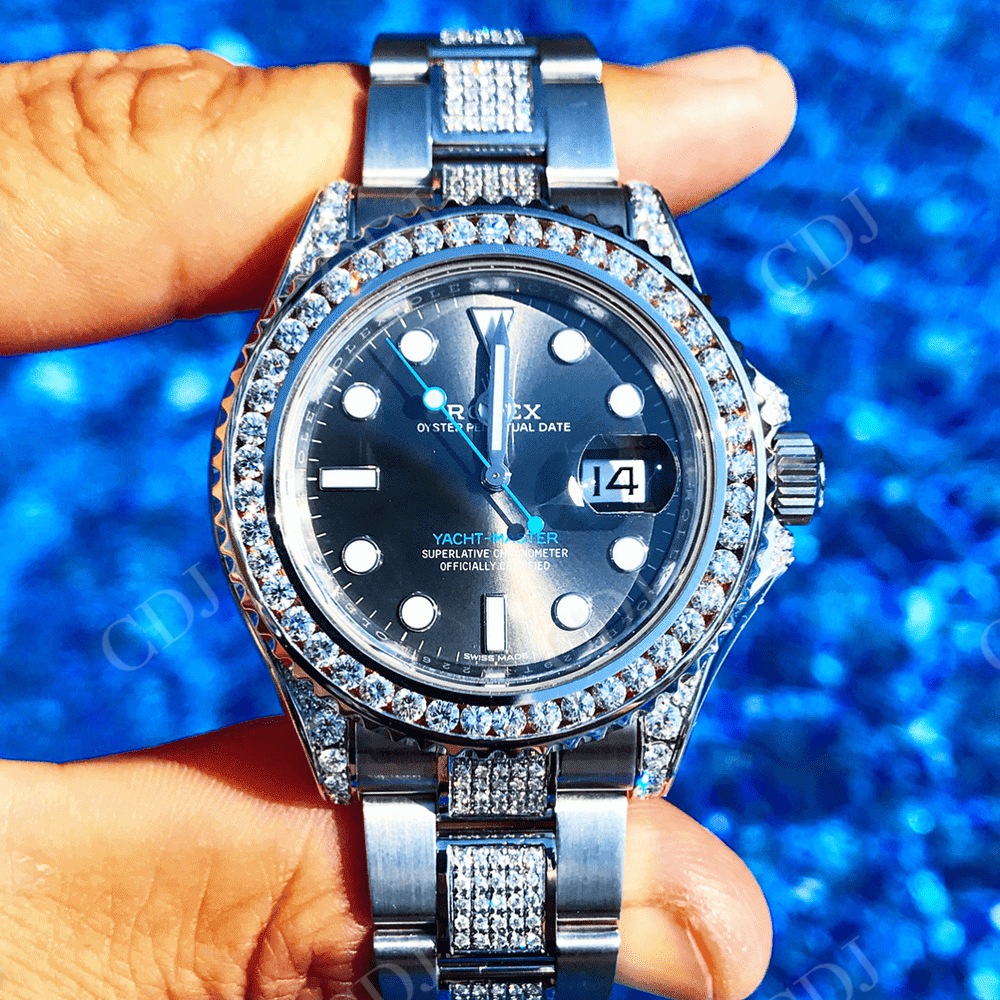 Unique Diamond Setting Custom Moissanite Rolex Watch customdiamjewel