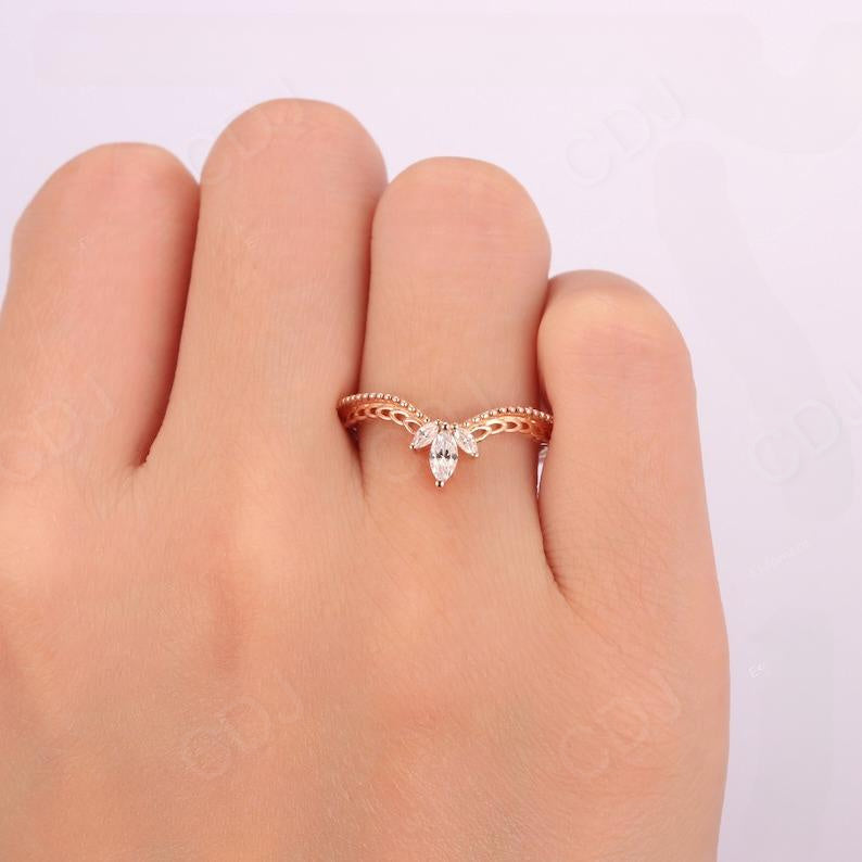 Vintage 0.26CTW Marquise Cut Diamond Curved Wedding Band  customdiamjewel   