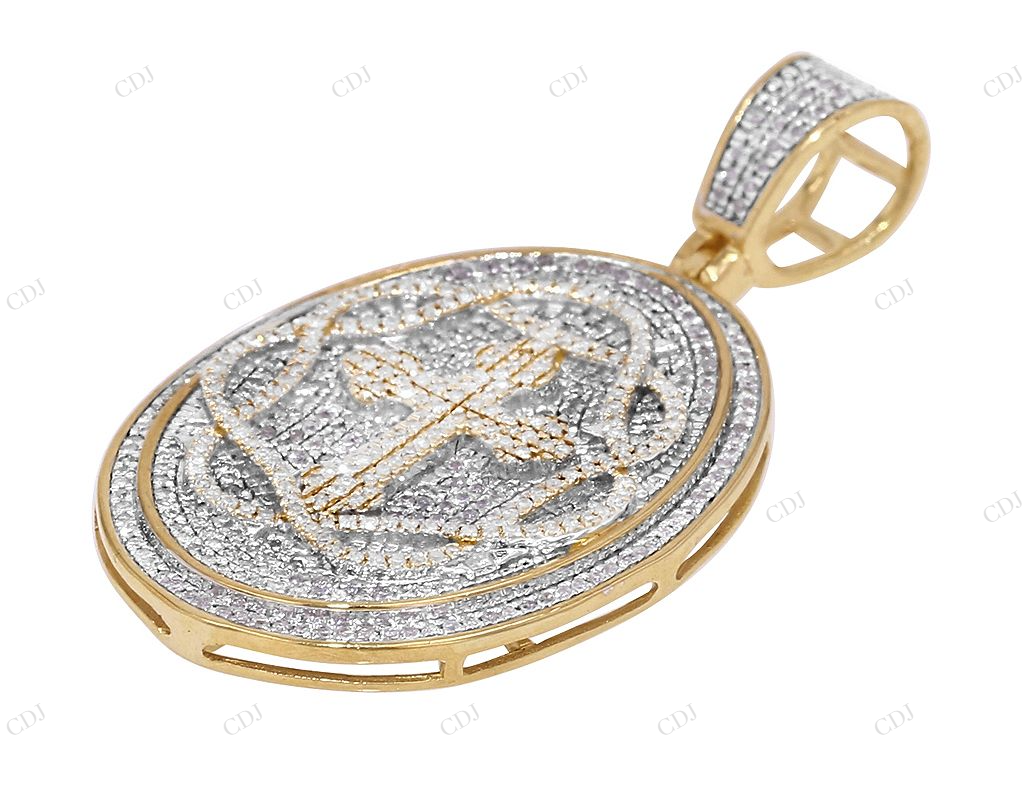 1.7 Inch 14K Gold Lab Grown Diamond Cross Medallion Pendant Hip Hop Pendent CustomDiamJewel