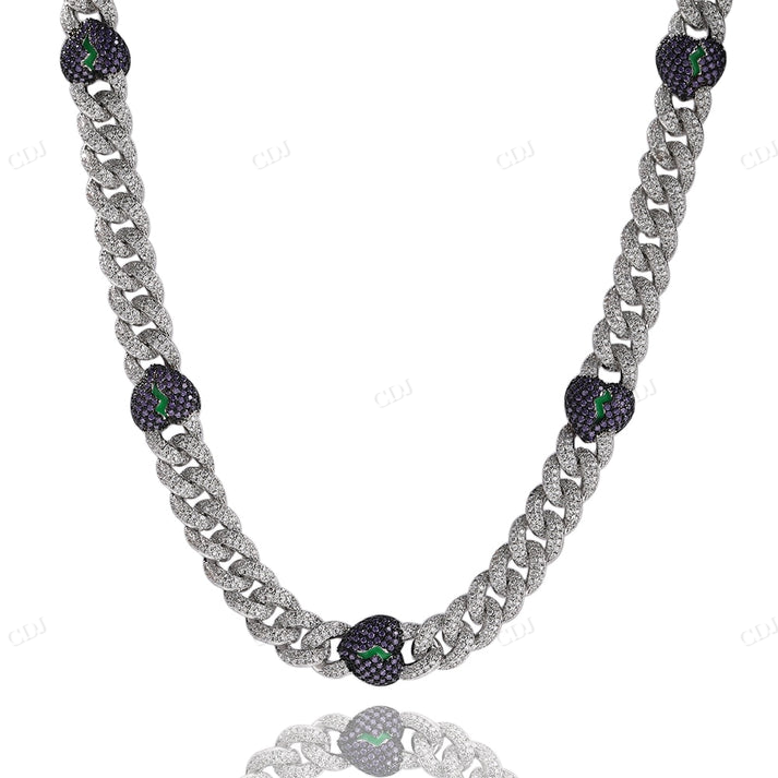 9mm Purple Broken Heart Diamond Cuban Chain hip hop jewelry CustomDiamJewel