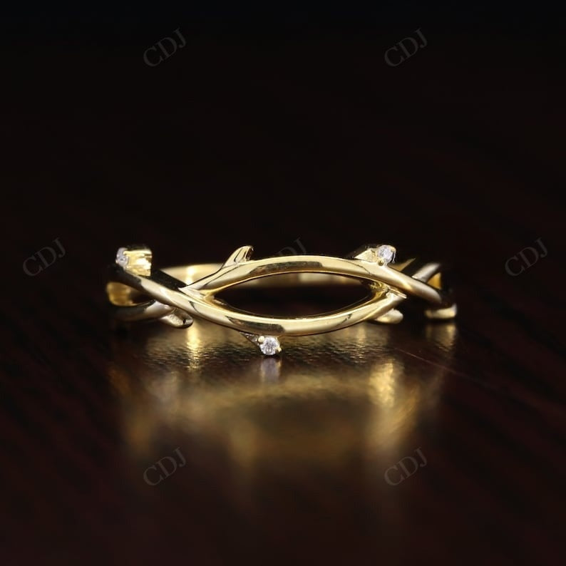 Nature Inspired Leaf 0.02CTW Lab Grown Diamond Wedding Band  customdiamjewel   