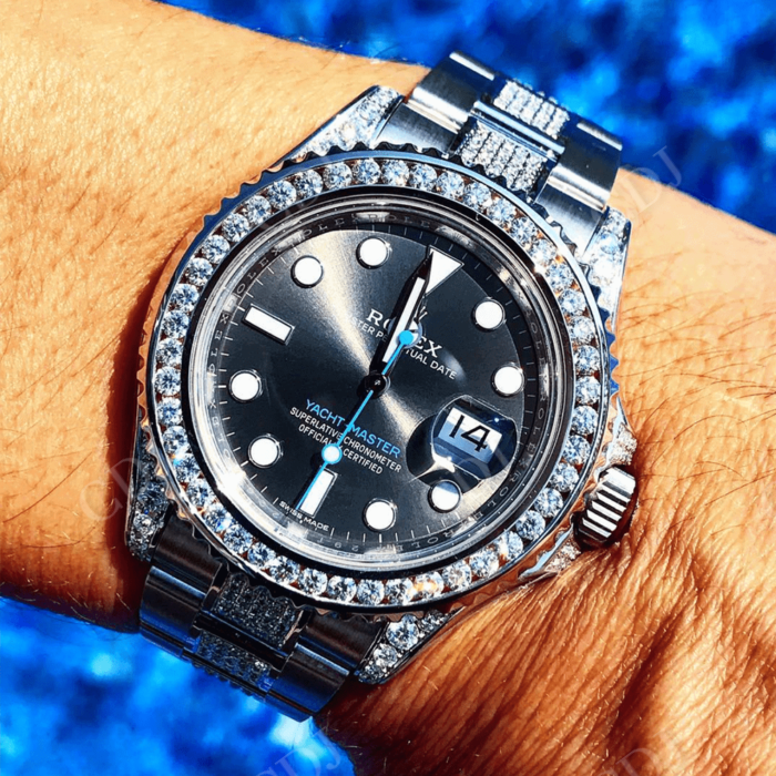 Unique Diamond Setting Custom Moissanite Rolex Watch customdiamjewel