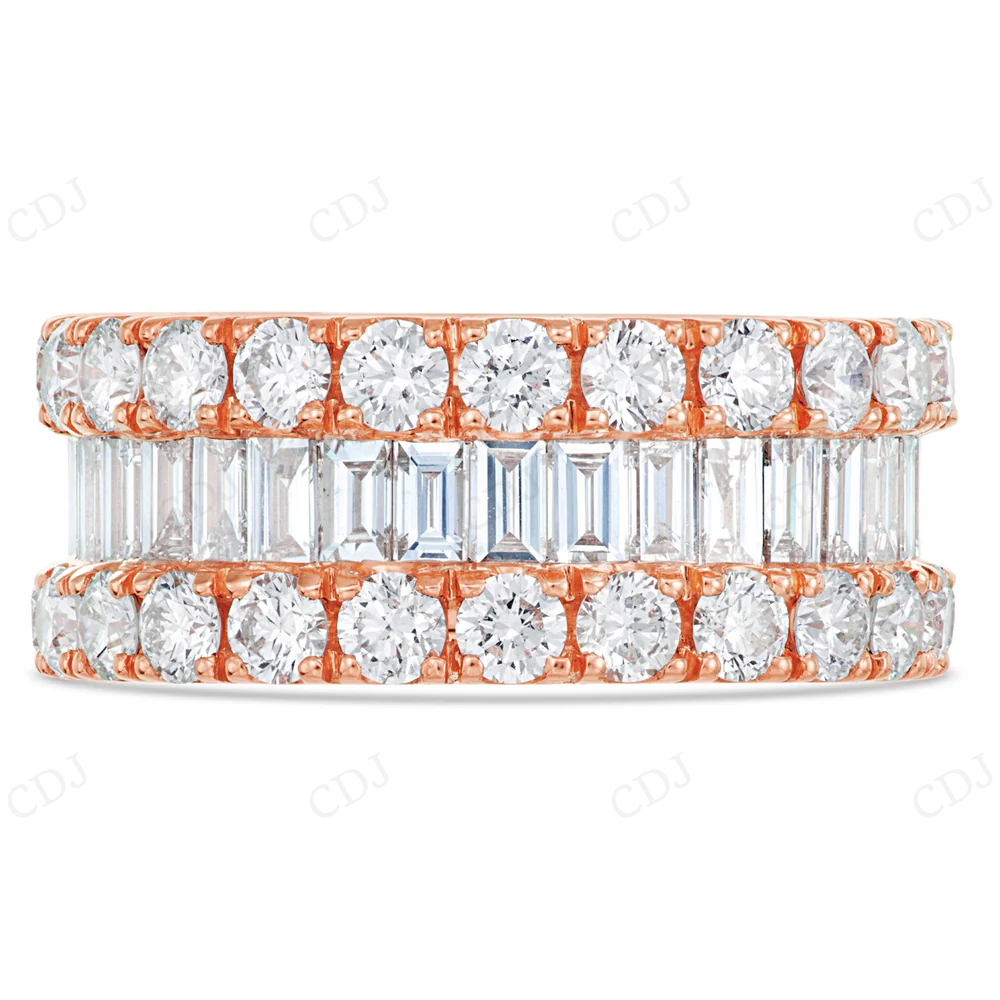 14Kt Gold Three Row Baguette and Round Wedding Band hip hop jewelry CustomDiamJewel