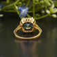 Teal Cushion Moissanite Double Halo Ring