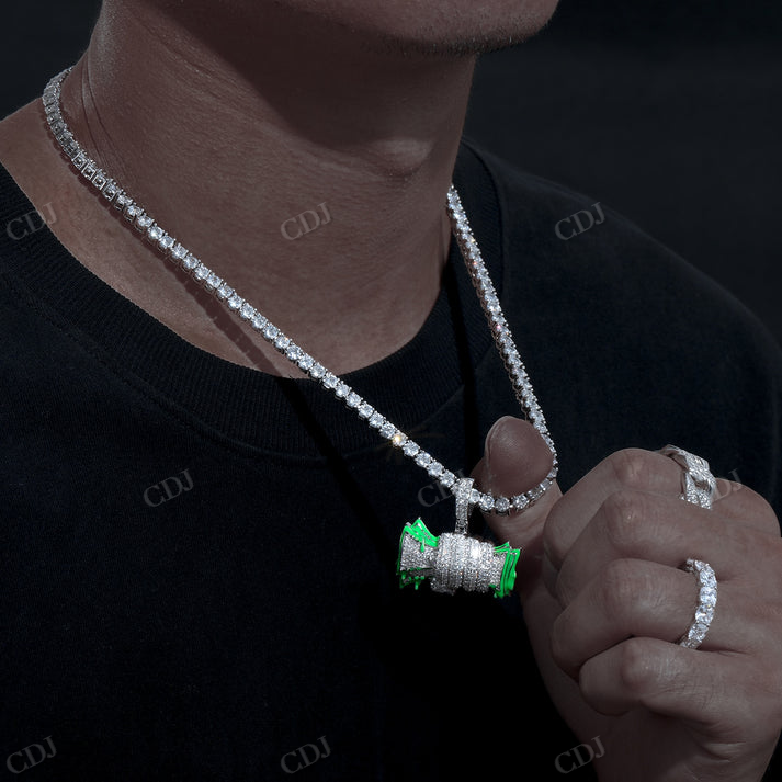 Moissanite Diamond Money Pendant hip hop jewelry CustomDiamJewel