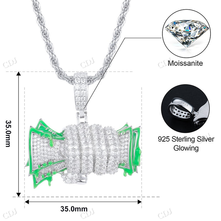 Moissanite Diamond Money Pendant hip hop jewelry CustomDiamJewel