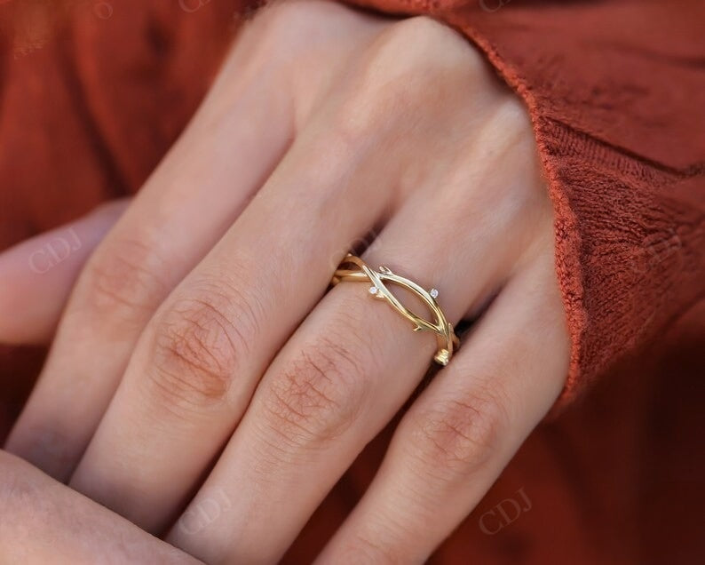 Nature Inspired Leaf 0.02CTW Lab Grown Diamond Wedding Band  customdiamjewel   
