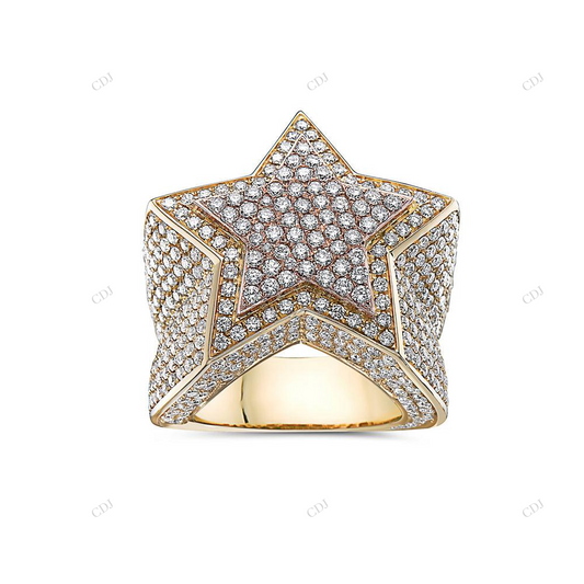 Elegant Pave Moissanite Star Design Ring hip hop jewelry customdiamjewel