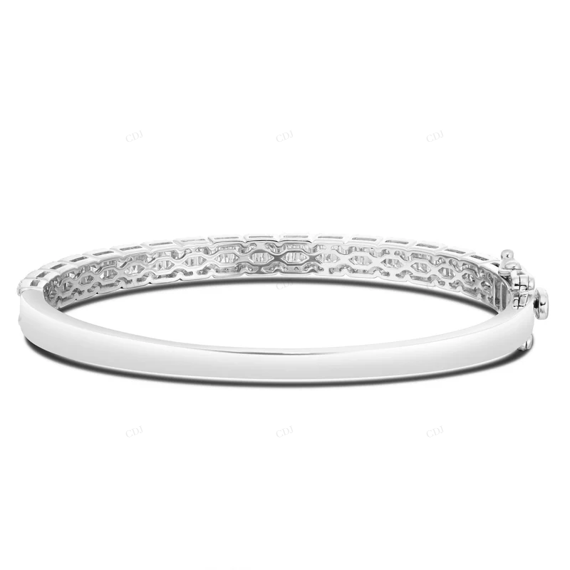 Round & Baguette Cut VVS Moissanite Unique Bangel Bracelet CustomDiamJewel