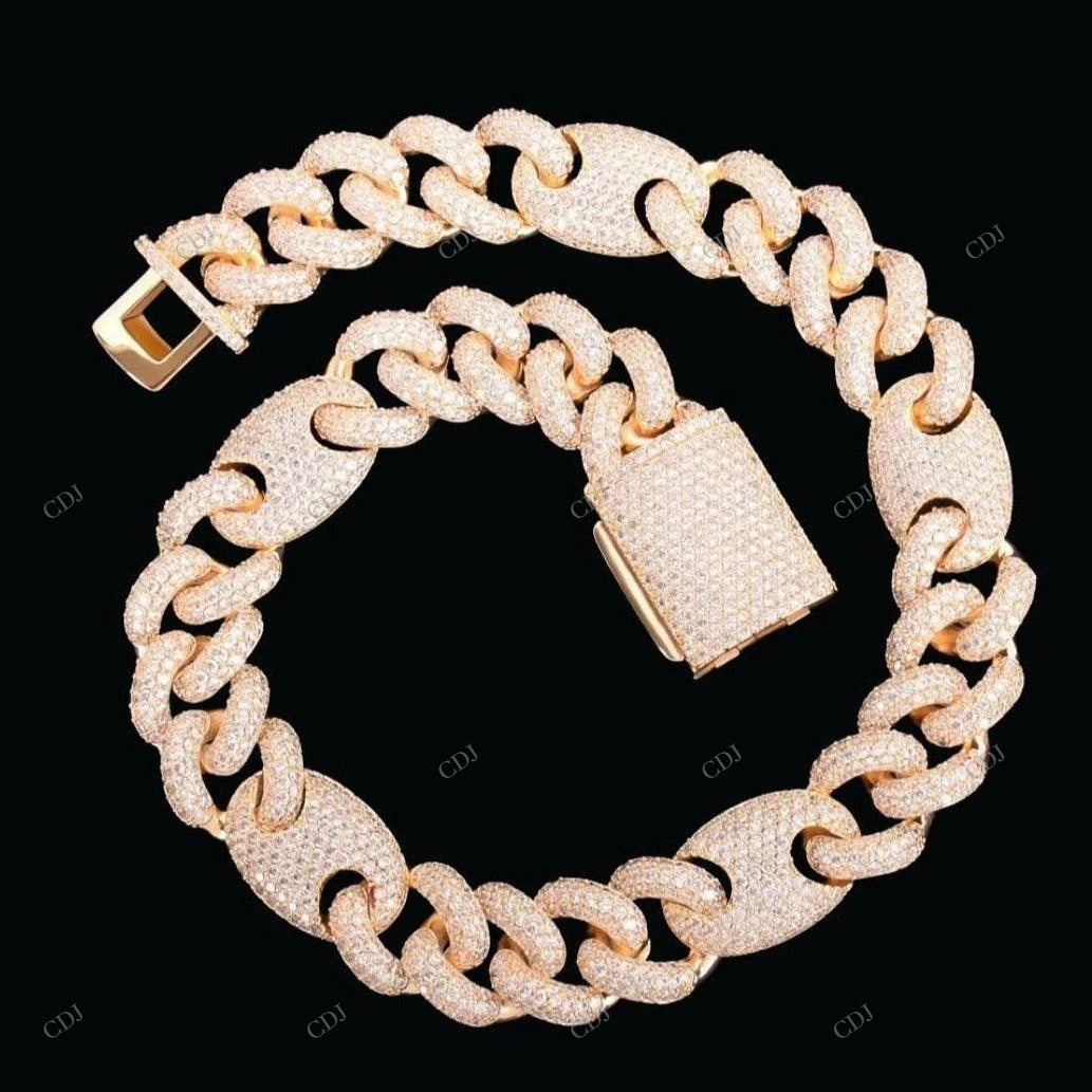 Pig Nose Moissanite Silver Cuban Link Chain For Unisex CustomDiamJewel