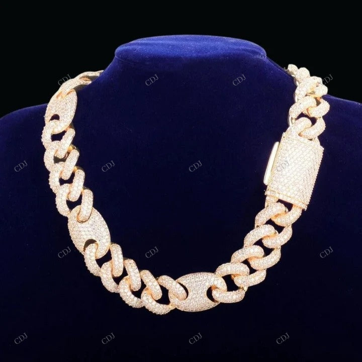 Pig Nose Moissanite Silver Cuban Link Chain For Unisex CustomDiamJewel