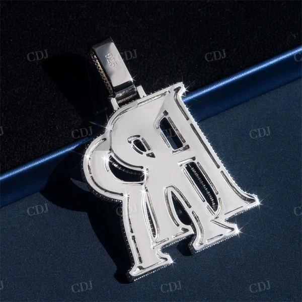Double R Omega Monogram Fully Iced Out Custom Double R Initial Name Pendant – customdiamjewel
