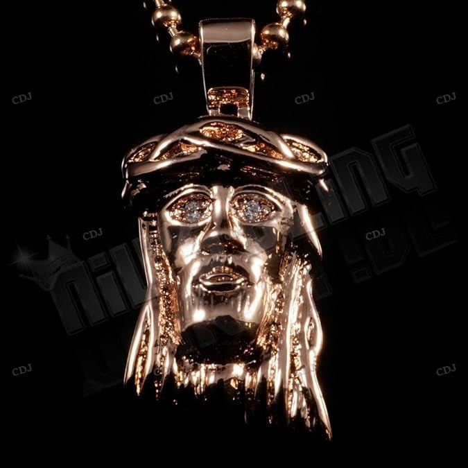 Hip Hop Gold Plated Sterling Silver Jesus Head Pendant hip hop jewelry CustomDiamJewel