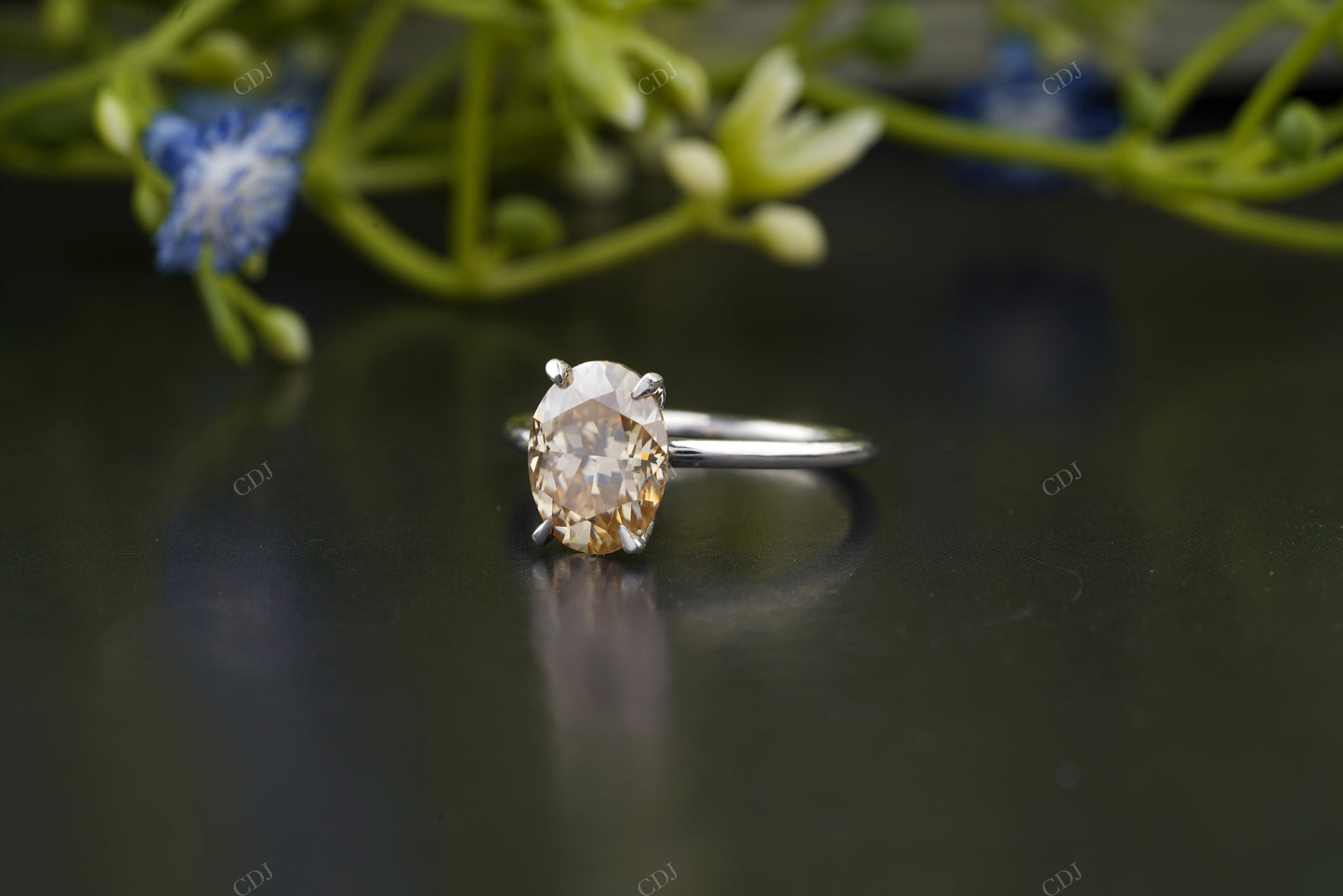 Oval Cut Champagne Moissanite Ring