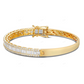 Round & Baguette Cut VVS Moissanite Unique Bangel Bracelet CustomDiamJewel