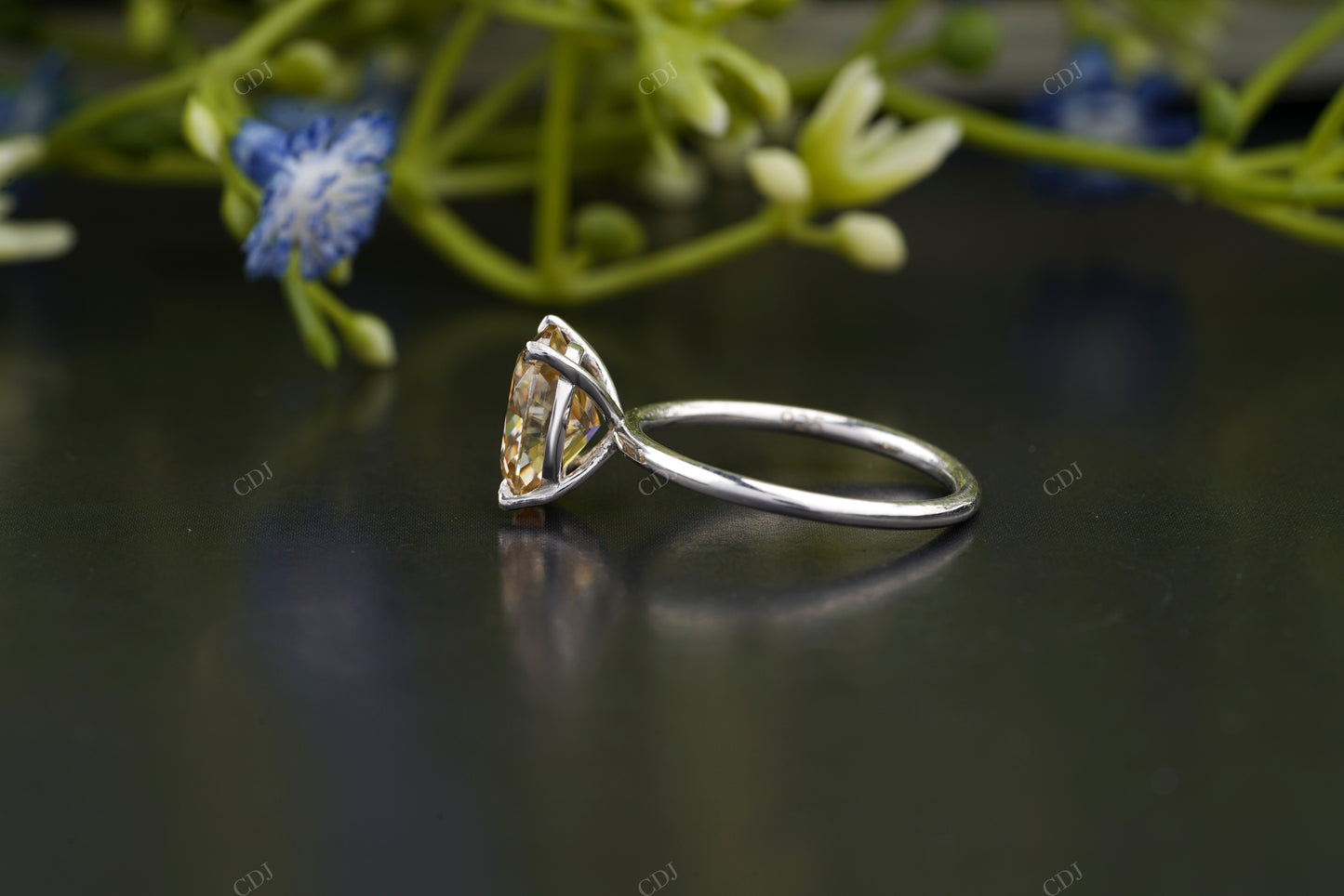 Oval Cut Champagne Moissanite Ring
