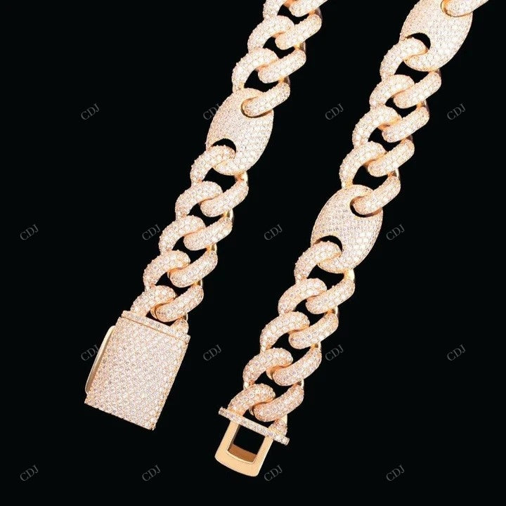 Pig Nose Moissanite Silver Cuban Link Chain For Unisex CustomDiamJewel