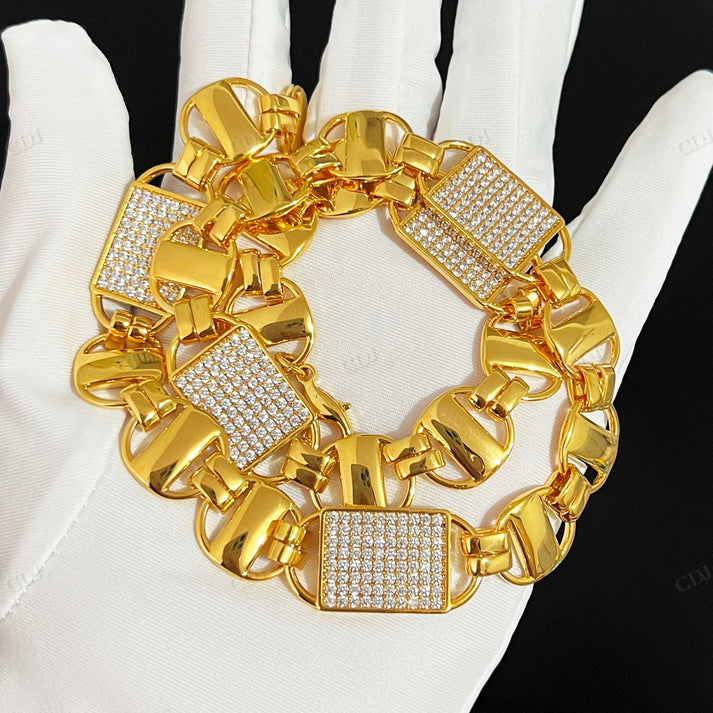 14mm Square Clustered Mariner Link Cuban Chain hip hop jewelry CustomDiamJewel